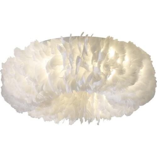 Nordic bedroom lighting modern minimalist room lamp warm romantic lighting net red ceiling lamp girl feather lamp Fixtures