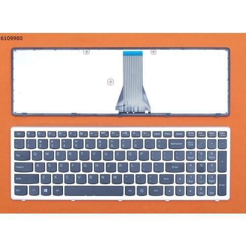 US QWERTY Layout New Replacement Keyboard For Lenovo flex 2 15 flex 2 15d Laptop Silver Frame Black Key
