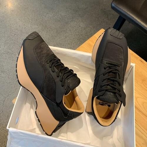 Spring Thick Sole Casual Daddy Shoes Hot Selling Women Flat Platform Patchwork Sneakers Outdoor Walk Tennis Shoes 2021 Mixcolor