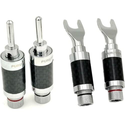 AHSY Furutech Pure Copper Y Plug with Carbon Fiber Plated Banana Plug DIY speaker amplifier speaker cable with lock plug