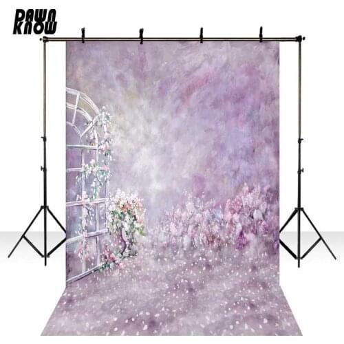 DAWNKNOW Vinyl Photography Background Purple Floral For Children Polyester Backdrops For Wedding Pregnancy Photo Studio S1743