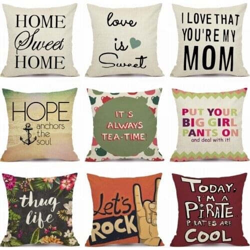 XUNYU Letters Cushion Cover Linen Throw Pillow Car Home Decorative Pillowcase KQ005