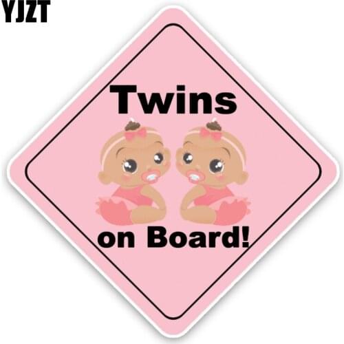 YJZT 15.8*15.8CM Cartoon Twins Car Sticker Baby On Board Safety Caution Sign For C1-5614