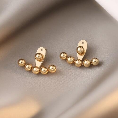 2021 Summer New Arrival Metal Ball Drop Stud Earrings for Women Gold colour Removable Earrings Fashion Non Pierced Clip Earrings