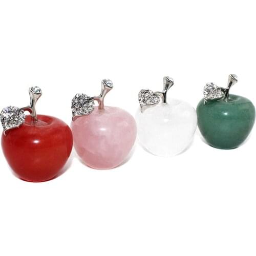 1pc Natural Rose Quartz Pink Jade Apple Car Crystal Ornaments Colored Gems Home Office Ornaments Jewelry for Girl Gifts