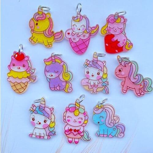 10 Cute Cartoon New Bright Mini Drink Acrylic Pendant Key Chain Pendant Necklace Pendant For DIY Aaccessories 006