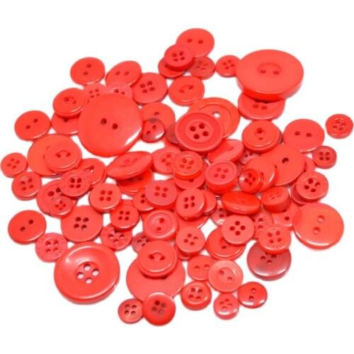 100g Mixed Button Approx 220pcs Scrapbooking Buttons Picture Materials Fashion Fastener for Craft And DIY Button Red