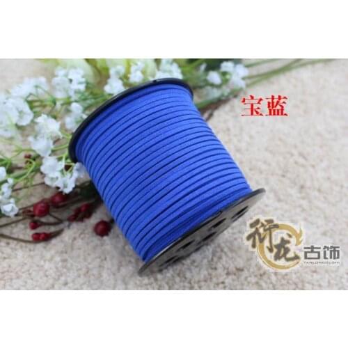 100yards/ Roll 3mm x 2mm Sapphire blue Flat Faux Suede Korean Velvet Leather Cord DIY Rope For Bracelet Necklace 019005019