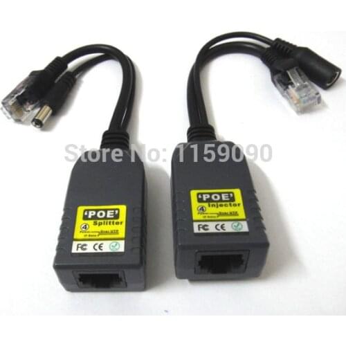 2Pcs CCTV DC Power RJ45 Converter Video Balun UTP Transceiver POE Splitter