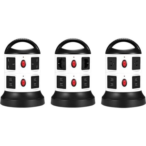 2 Layer Power Socket 4 USB Ports Universal Vertical Electrical Socket Smart Power Sockets Protector Power Board US EU UK Plug