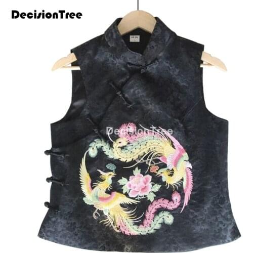 2021 embroidery qipao chinese traditional pattern cotton womens top sleeveless vest in tang dynasty women elegant chinese vests