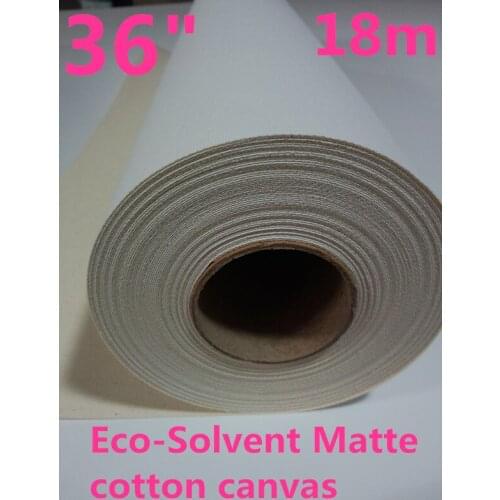 36in x 18m roll Eco Solvent Glossy 100% Pure cotton canvas,yellow back 380g wide format inkjet