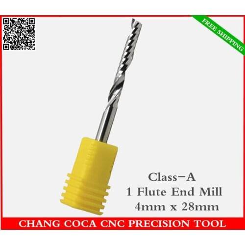 4mm*28mm,Freeshipping CNC machine solid carbide End Mill,Germany tungsten steel 1 flute spiral milling cutter,PVC,MDF router Bit
