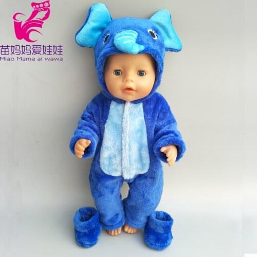 40cm Doll Clothes for 38cm Bebe Doll Boy Clothes Pants Blue Elephant Set for 17 Inch Doll Pajama Set