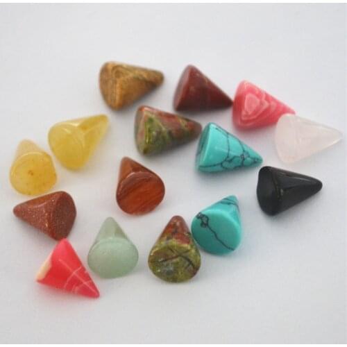 50Pcs Fashion Assorted Natural Stone Tapered Cone Shape Cab Cabochon Mixed Color Beads for Jewelry Making Wholesale 8x10mm