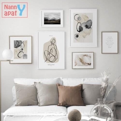 Abstract Water Ink Drop Pattern Feather Mountain Nordic Posters And Prints Wall Art Canvas Painting Home Decorative Pictures