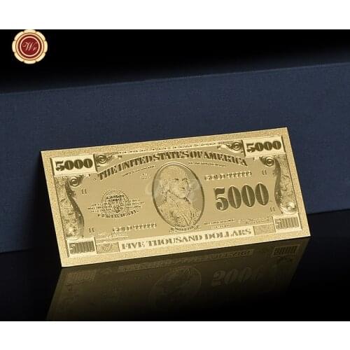 American Gold Banknote USD 5000 Dollar Bill Gift 24K Gold Foil Banknote Paper Money for Home Decoration Gift