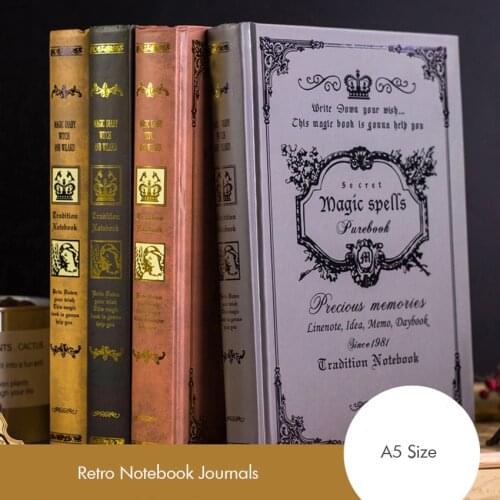 Retro Notebook Journals for Travelers Creative Planner A5 Size, 21x14.5cm, 240 Pages Vintage Pattern