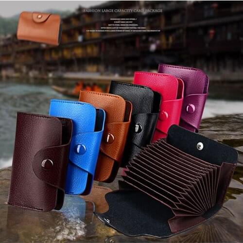 PU Leather Unisex Business Card Holder Bag Men Women Mini Bank Credit Card Holder Pu Leather Hasp Card Holder Passport Card Case