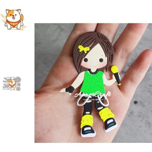 Girl Rock Singer Metal Cutting Dies Mold Knife Scrapbooking Stencil DIY Embossing Craft Die Cuts Card Making New Dies For 2020