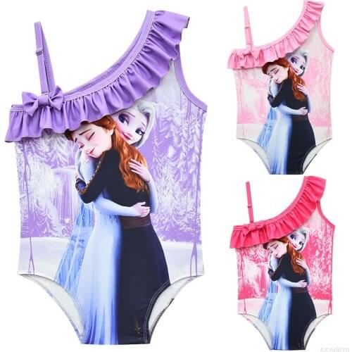 Disney Frozen Baby Girls Swimwear One Piece Children Cartoon Elsa Swimsuit Kids Bathing Suit Swim Beach Wear Clothes
