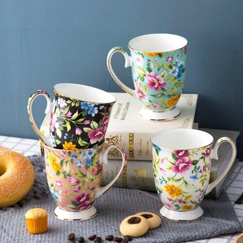European Bone china Tea Mugs Country style Phnom Penh Household Breakfast Milk Coffee Cup Drinking Cups Ceramic Birthday Gifts
