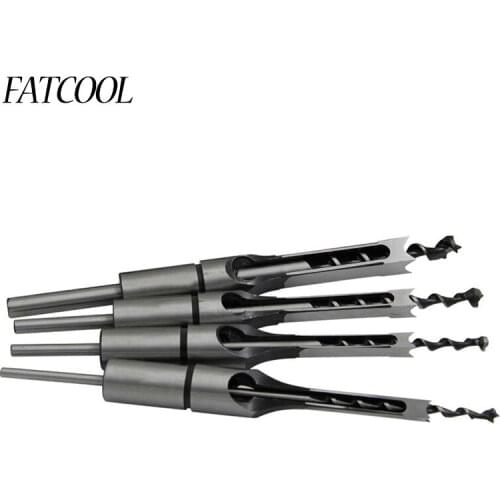 FATCOOL High Hardness HSS Metric Mortising Chisel Woodwork Square Hole Drill Bit Cutter Tool 210mm 1/2' 3/8' 5/16' 1/4