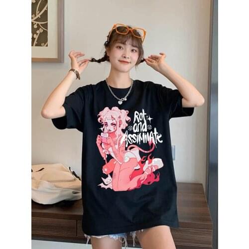 Harajuku Art Fallen Angel Oversize Mens T-shirt Summer Cool Unisex Hip Hop Funny Printed Tshirt Casual T Shirt Streetwear Tops