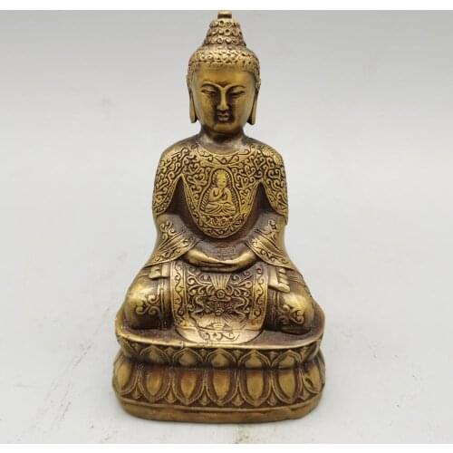 CHINA antique brass fengshui buddha small Statue Metal crafts home decorations statue