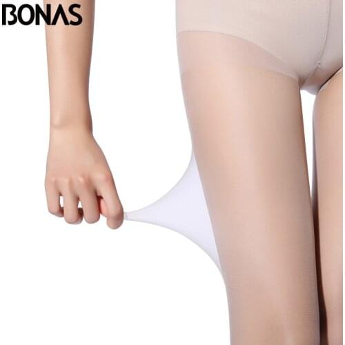 BONAS 3pcs/lot 15D Women Transparent Tights Summer Solid Color Pantyhose Fashion Sexy Nylon Polyester Tights Stockings Female