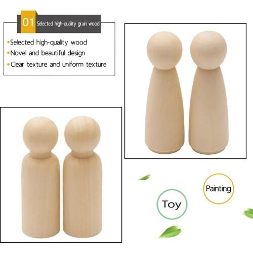 2Pcs Unfinished Wooden Peg Dolls 90mm Girl Boy Dolls DIY Handmade Wood Craft Home Nursery Decor Wood Christmas Gift For Kids
