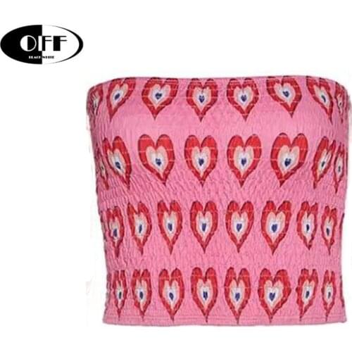 Summer Elastic Sweet love Tube top streewear Hip hop Korean kawaii Short corset tops women clothes harajuku mujer femme