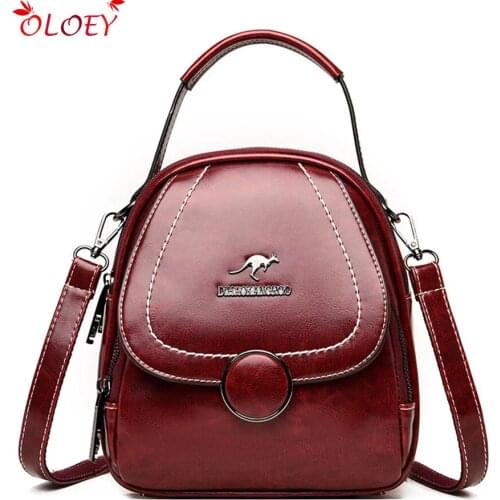 Small Retro Multifunctional Backpack High Quality Pu Leather Backpacks for School Teenagers Girls Designer Brand Ladies Bookbags