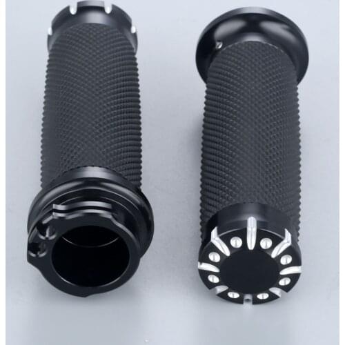 Motorcycle Rubber Hand Grips CNC 25mm 7/8" Handle Bar Cross Grips Billet Aluminum Fit For Honda Yamaha Suzuki Kawasaki