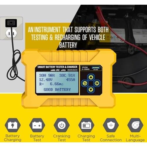 NEW BT380 12V CCA2400 Car Battery Tester Battery Charger Tester Analyzer 220V 110V Vehicle Power Bank