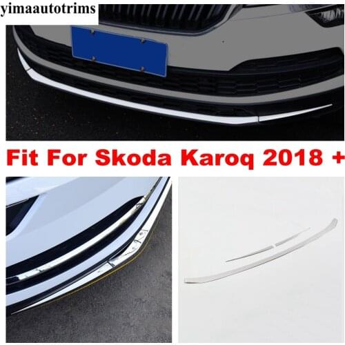 Front Bumper Plated Head Grille Racing Grill Decoration Strip Cover Trim Stainless Steel Exterior For Skoda Karoq 2018 - 2020