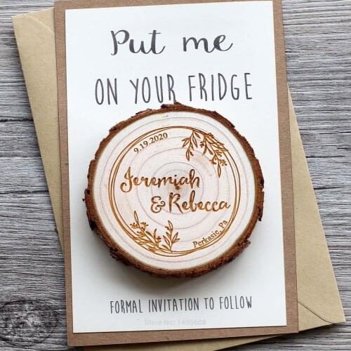 Personalized wood slice save the date magnet for guests,Wedding Favors invitations decor Accessories gifts