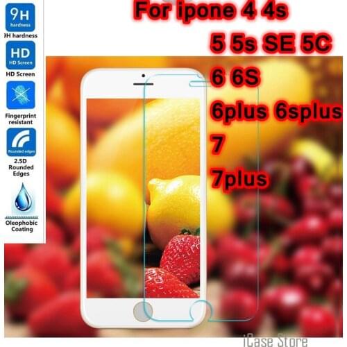 Premium tempered glass FOR iPhone 5 5S SE 5c 4 4s 6 6s 7 plus protector protective SKLO GLAS film en verre pelicula de vidro