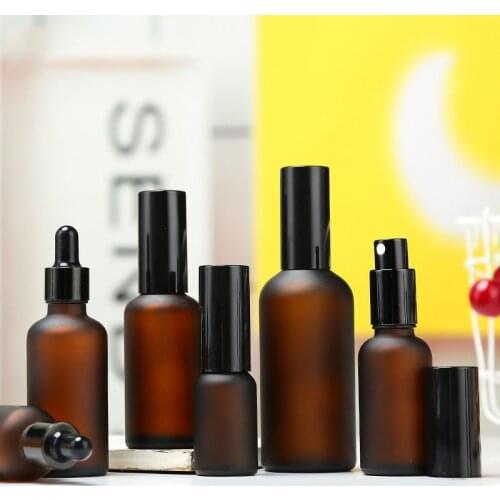 5-100ml Empty Essential Oil Bottles Refillable Perfume Spray Bottle Lotion Skincare Containers Small Amber Glass Pump Bottle
