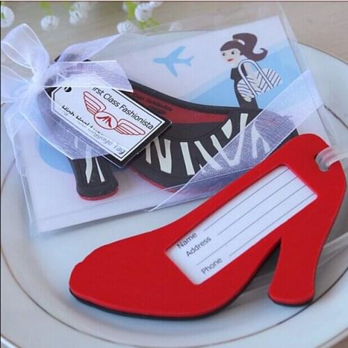 Retail 10pcs/lot Travel Bag Tag High-heeled Shoes Double Side Color Wedding Party Souvenirs Gifts For Guest