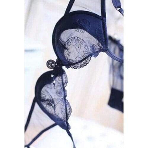 Sexy Lace Bra set Ultra-thin Push Up Womens Summer Mesh Underwear Temptation Transparent Panties Lingerie Bra and Panty