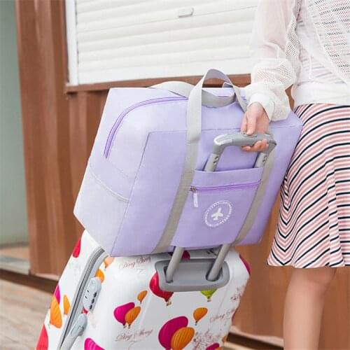 Foldable Travel Trolley Bag Moistureproof And Wear Resistant Zipper Organizer Multi Pocket Design To Facilitate Storage Out