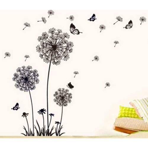"Butterfly Flying In Dandelion "bedroom Living room stickers Style Wall Stickers Design PVC Wall