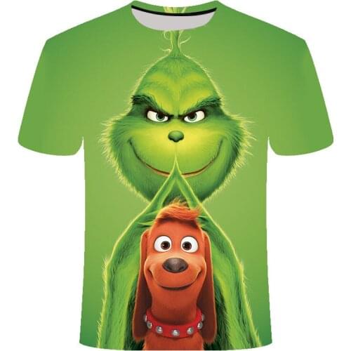 Cute Cartoon 2021 Men Summer Breathable 3d Printed tshirt Green Monster Short sleeve Kids Funny Tops Children Hip-Hop t shirt