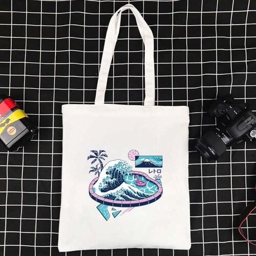 Wave Series Pattern Shopping Bag Folding Ecobag Polyester Handbag Harajuku Shopper Bag Large Tote Reusable Canvas Bag