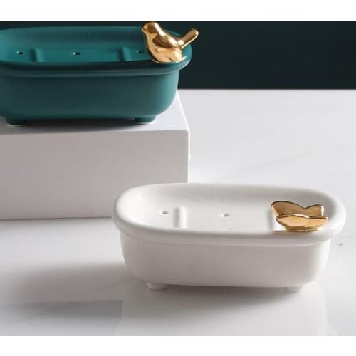 Bathroom Supplies Drain Soap Holder Soap Container Soap Box Double Layer Soap Dish Gold-plated Toilet Bath Soap Bracket