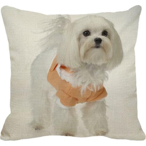 XUNYU 45cmx45m Cute pet dog Shih Tzu Pattern New Linen Comfortable Cushion Cover Home Sofa Decorative Pillow Cover YH249
