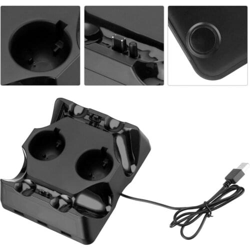 Portable 4 in 1 Controller Charger For PS4/MOVE/PS4 VR 3 Extra USB Ports Multi-port Charging Station Dock Controller Accessory