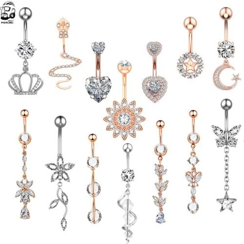 New Fashion Zircon Butterfly Medical Stainless Steel Piercing Belly Button Rings Body Piercing Navel Body Piercing Jewelry