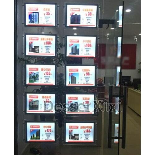 15PCS A4 Landscape LED Illuminate Window Display Single Sided Acrylic Poster Frame Light Panel